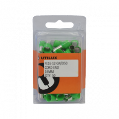 16mm x 18mm Utilux Insulated Bootlace Crimps - Green (50)