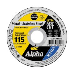 Alpha Cutting Disc - Stainless 115 x 1.0mm XTRA